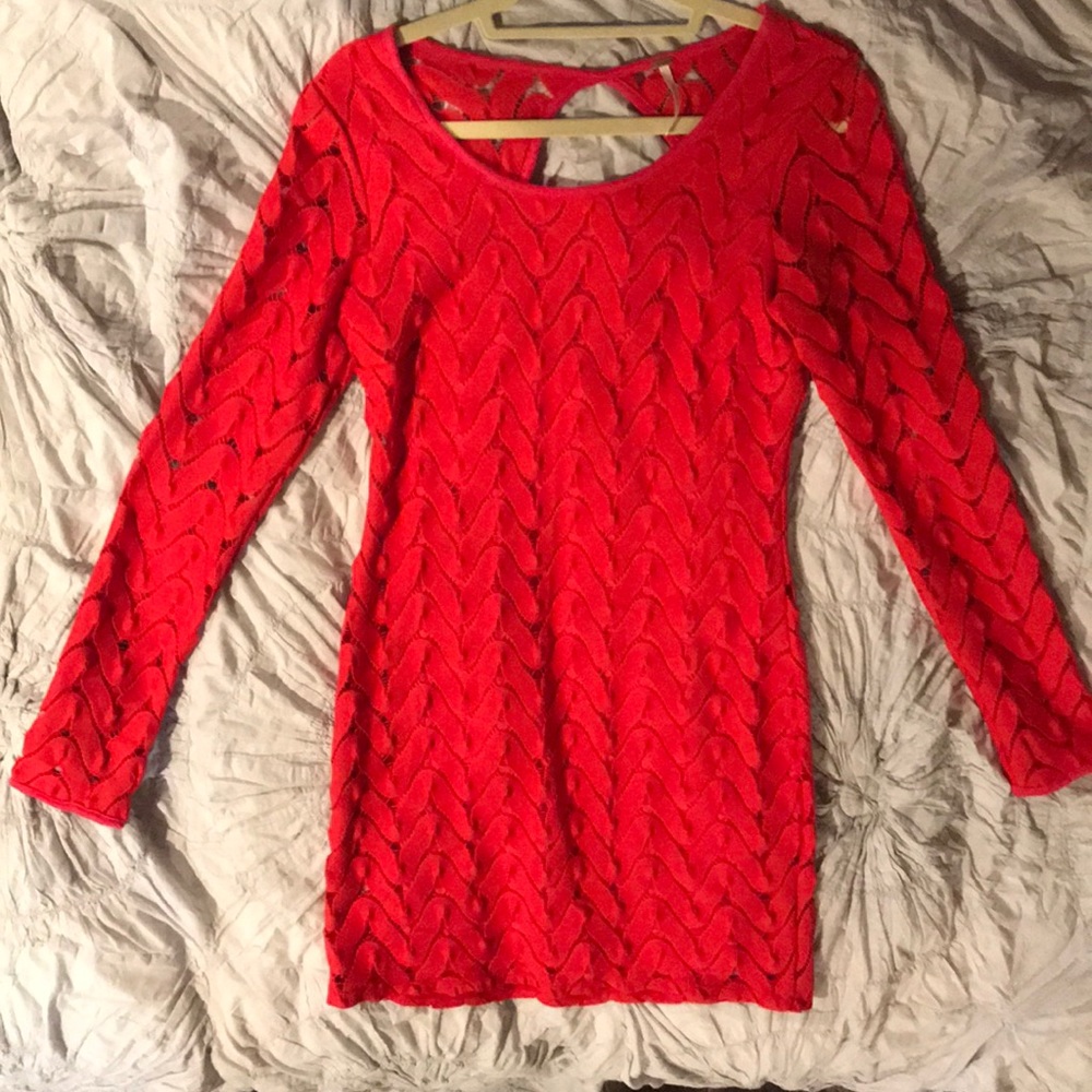 Red party dress with open back